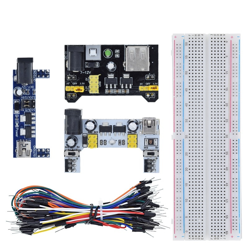 3.3v/5v mb102 breadboard power module+mb-102 830 points prototype bread board for arduino kit +65 jumper wires wholesale